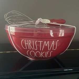 Rae Dunn Ceramic Christmas Cookie Mixing Bowl with Jingle Whisk